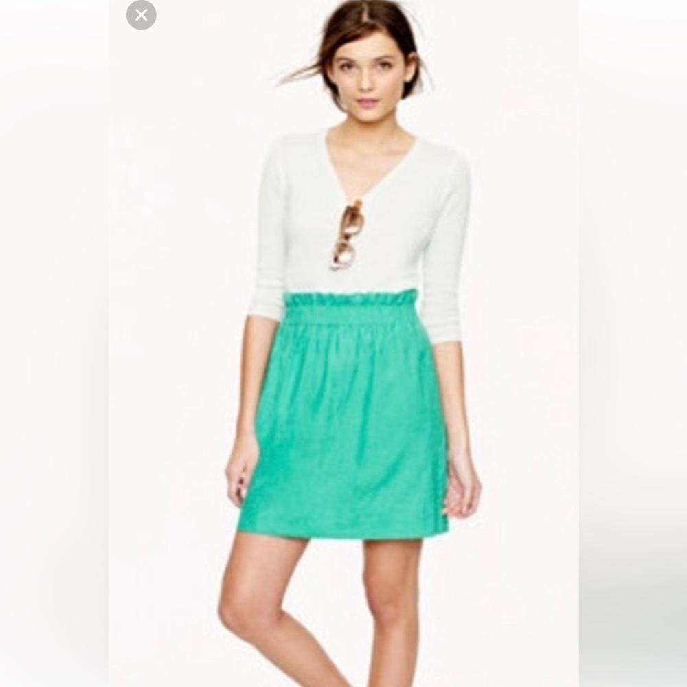 J. Crew Green Linen Paper Bag Waist Mini Skirt size small